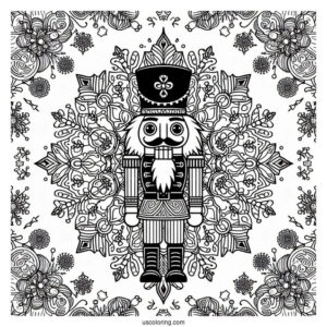 Nutcracker Coloring Page Inside A Snowflake Mandala