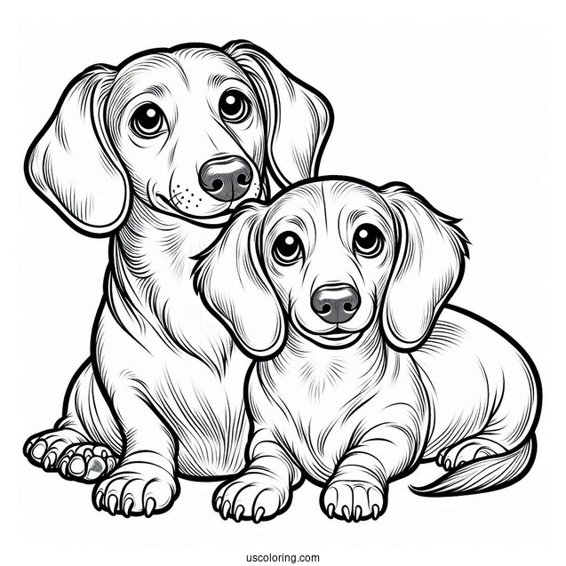 Two Dachshunds Posing For Picture