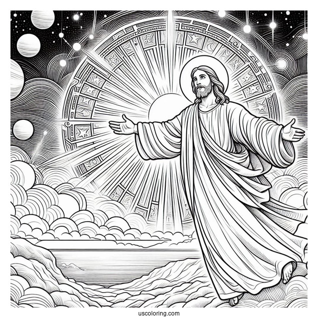 Christ In The Heavens Coloring Page