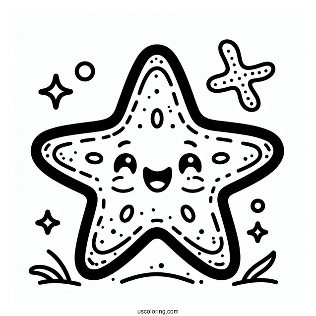 Smiling Cartoon Starfish Coloring Page