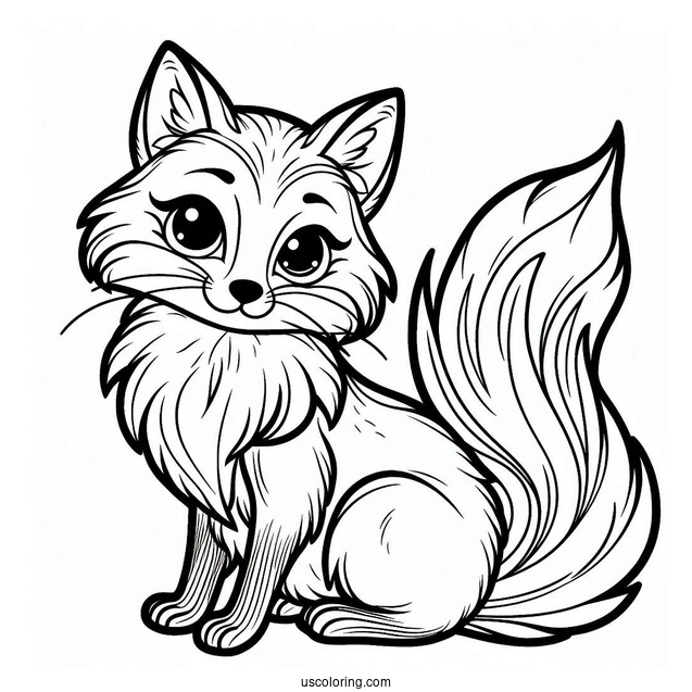 Simple Fox Coloring Page For Kids