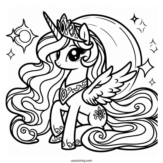 Simple Princess Celestia Coloring Page For Preschoolers