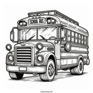 Detailed School Bus Coloring Sheet For Kids