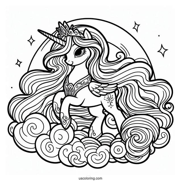 Detailed Princess Celestia Coloring Page