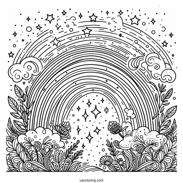 Simple Coloring Page Of a Magical Rainbow