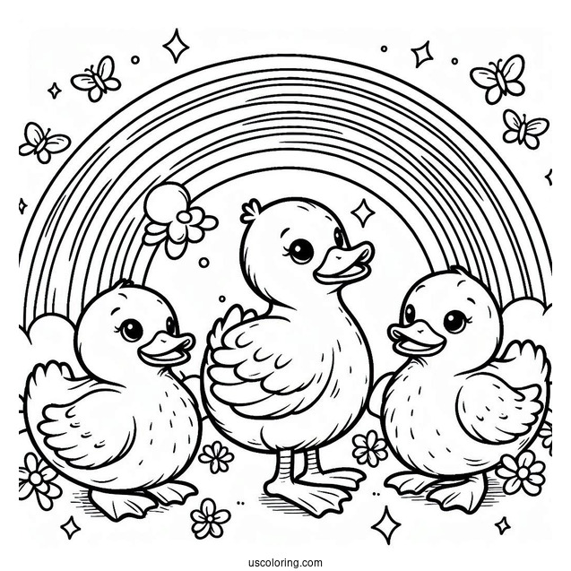 Three Cool Ducks Under A Rainbow