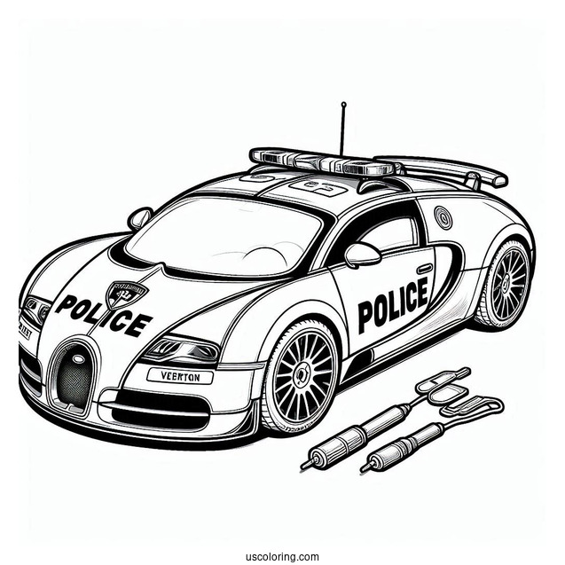 Bugatti Coloring Page Veyron Interceptor Police Car For Kids