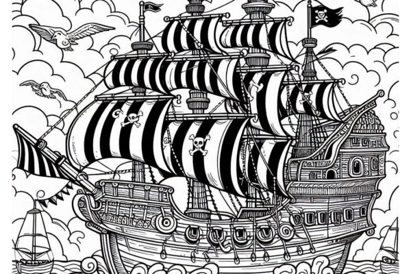 Pirate Ship Coloring Pages Featured Image v2