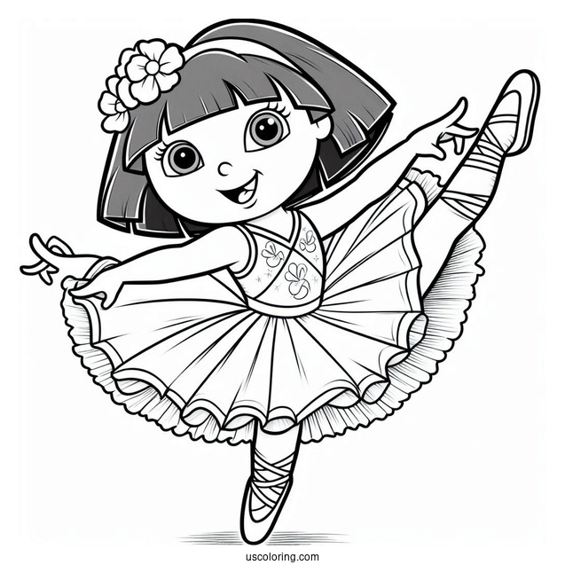Dora As a Ballerina Coloring Sheet