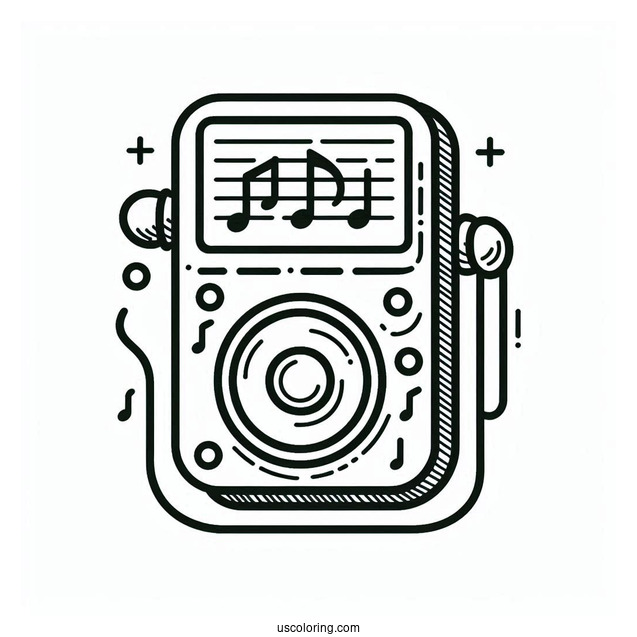 Music Coloring Page Of Simple MP3 Player Outline