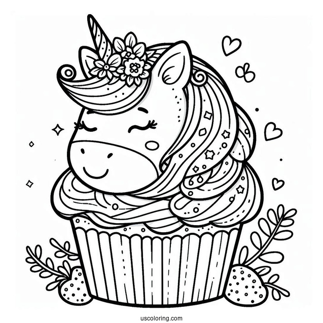 Unicorn Themed Cupcake