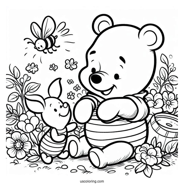 Baby Winnie The Pooh With Piglet Coloring Pages For Kids