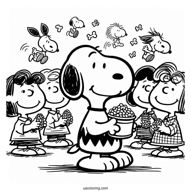 Snoopy And Peanuts Gang To Color