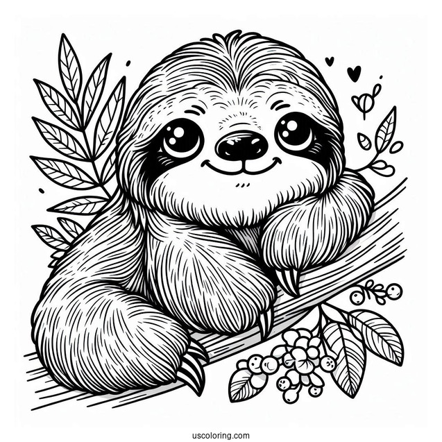 Smiling Sloth Coloring Sheet