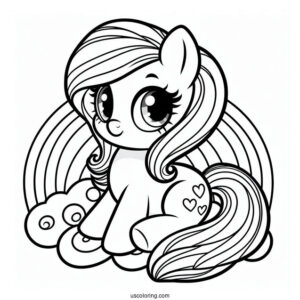 Cartoon My Little Pony Sitting On Rainbow
