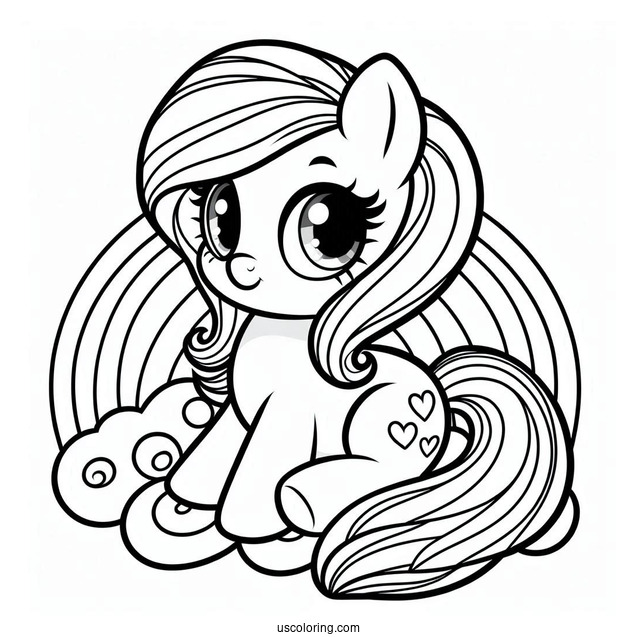 Cartoon My Little Pony Sitting On Rainbow