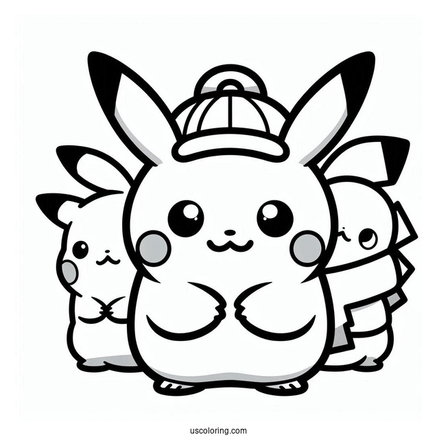 Cute Pikachu KAWS Coloring Page Companion For Kids