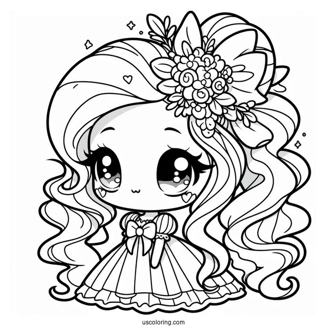 Kawaii Chibi Rarity Coloring Page For Preschoolers