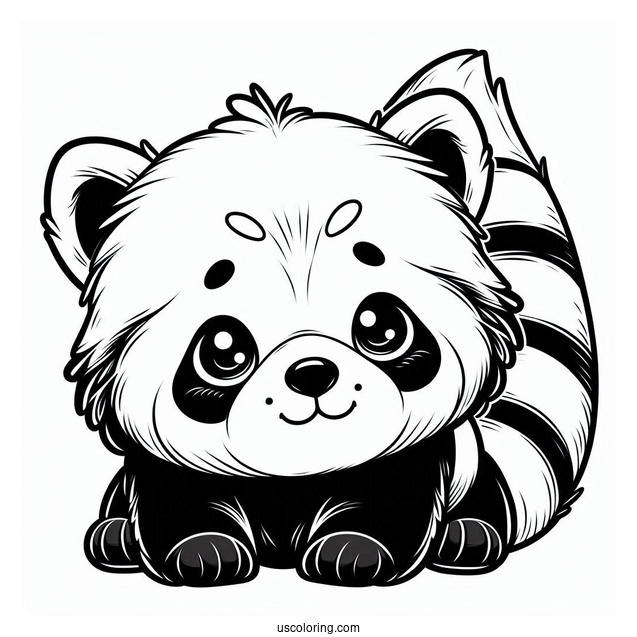 Cute Red Panda To Color