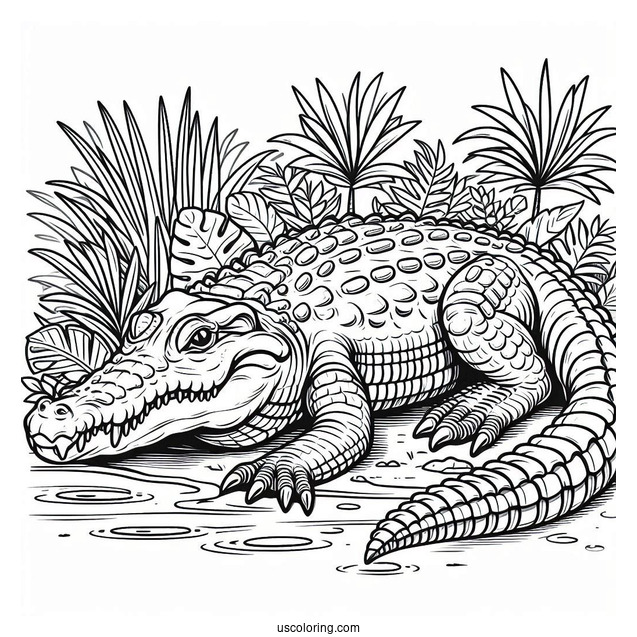 Large Nile Crocodile Coloring Sheet