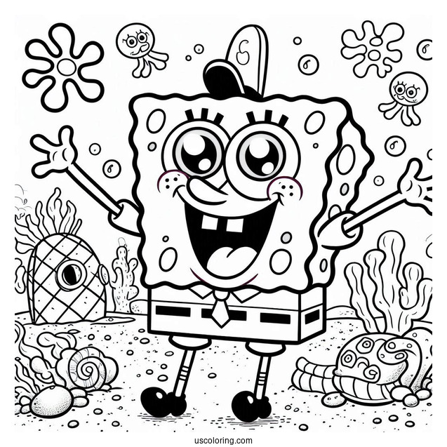 Happy SpongeBob Coloring Page