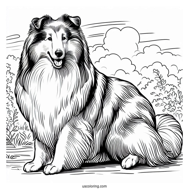 Easy Outline Of Rough Collie To Color