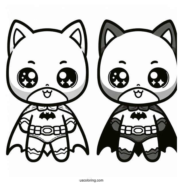 Cute Kawaii Batman Coloring For Kids