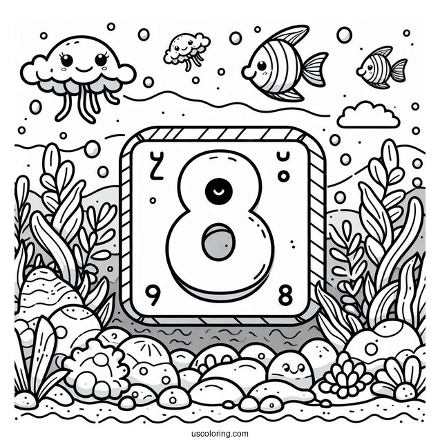 Numberblocks Coloring Page 8 Under The Sea
