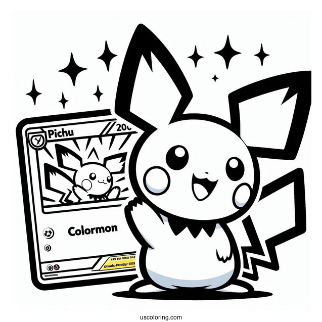 Zzzap Pichu Coloring Page Pokemon Card