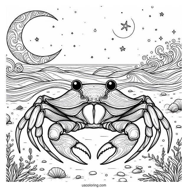 Nigerian Moon Crab Coloring Page At The Beach