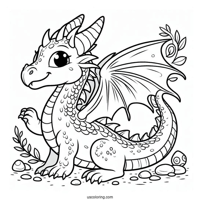 Easy To Color In Dragon For Preschoolers