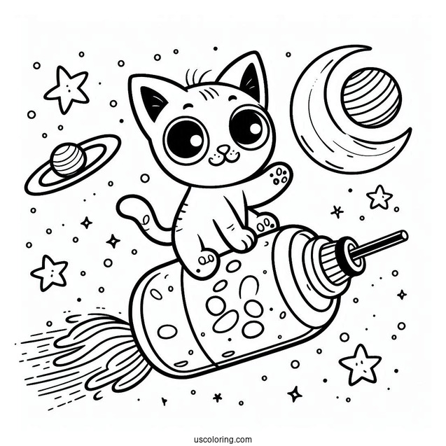Coloring Page Of Pete The Cat In Space