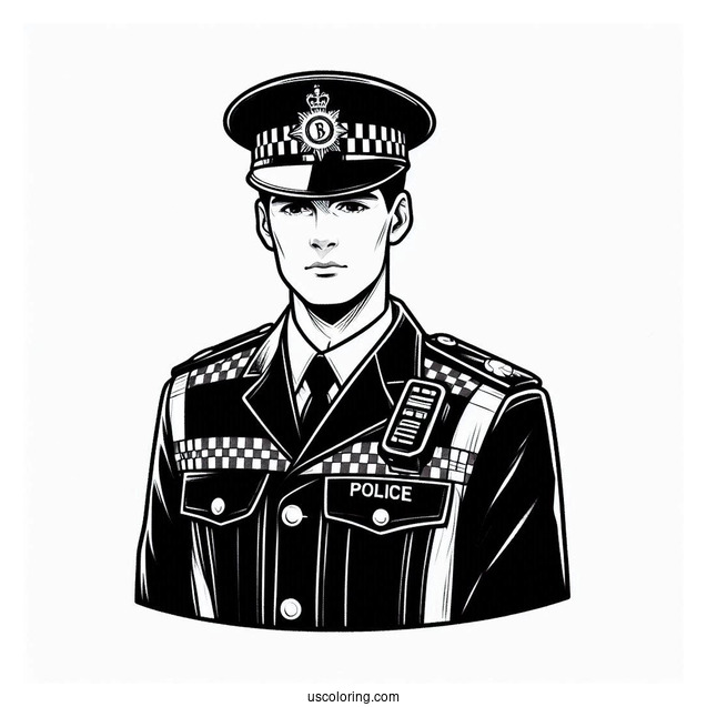 British Police Officer Coloring Page