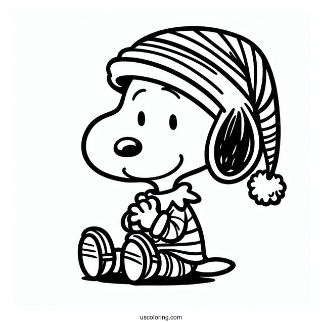 Snoopy Elf Coloring Sheet
