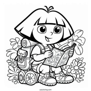 Dora Exploring With Her Backpack And Map