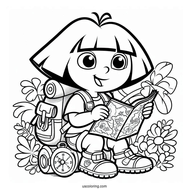 Dora Exploring With Her Backpack And Map