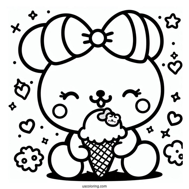 Sanrio Coloring Pages Of Pochacco Eating Ice Cream Cone