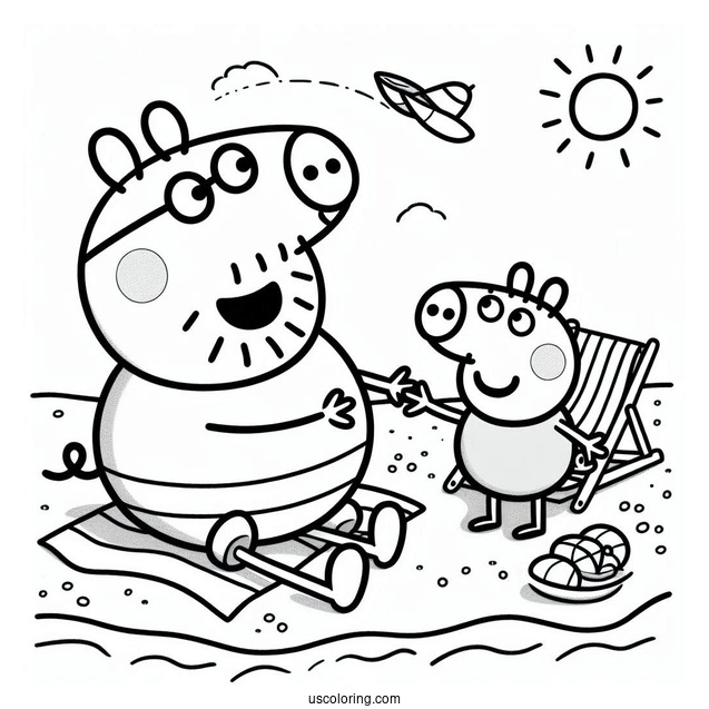 Peppa And George Playing With Daddy Pig At Beach