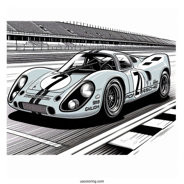 Porsche Coloring Page 917 RCR Gulf On Race Track