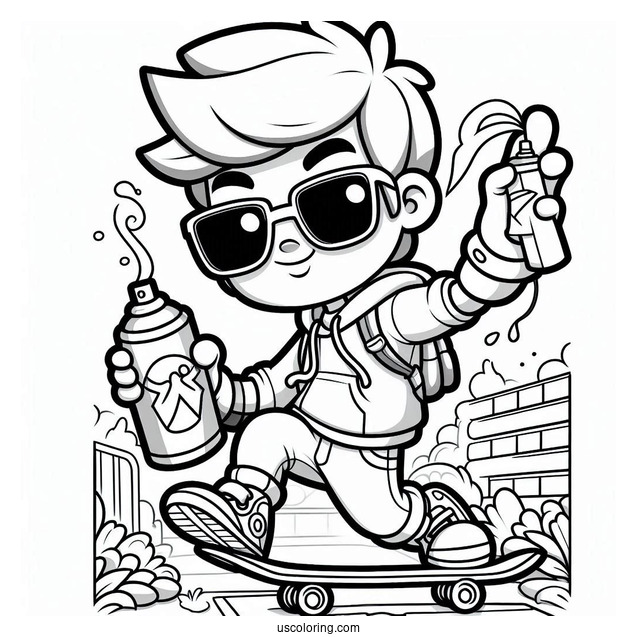 Subway Surfers Coloring Page Easy Jake Holding Up A Spray Paint For Kids
