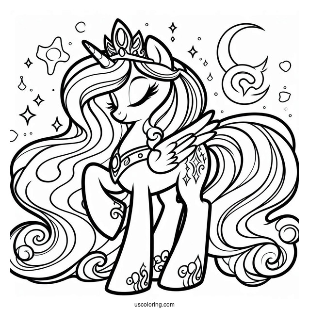 Princess Celestia Coloring In For Preschoolers