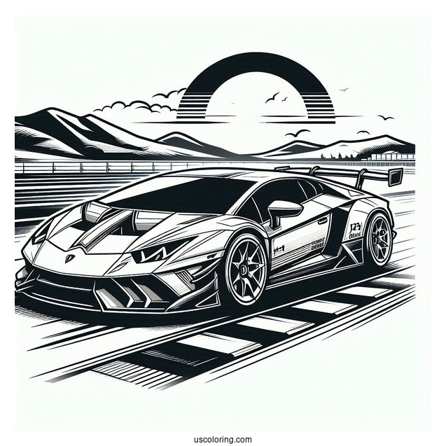 Detailed Lamborghini Race Car Coloring Page