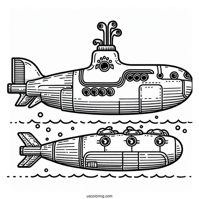 The Beetles Yellow Submarine Coloring Page