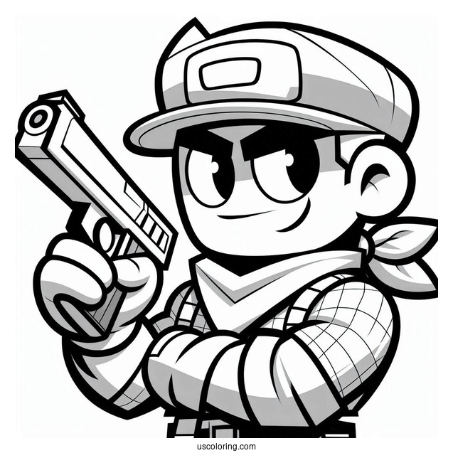 Brawl Stars Coloring Page Of Colt Smirking While Pointing Gun