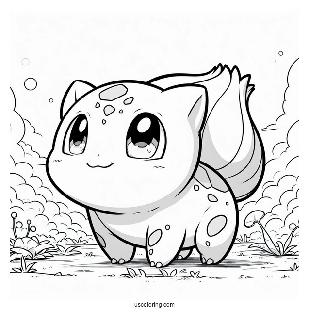 Anime Style Bulbasaur Coloring Page