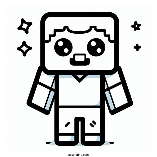 Cute Kawaii Minecraft Steve For Coloring