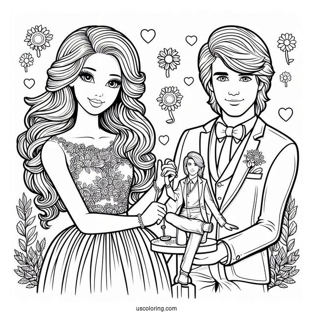 Barbie And Ken Coloring Page For Kids