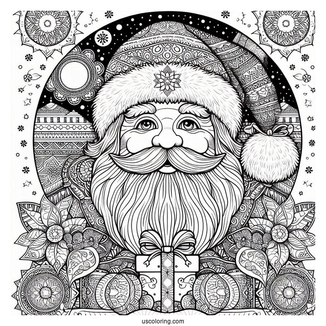 Detailed Santa Claus Mandala For Adults