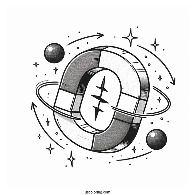 Science Coloring Page Of Magnet Showing Magnetic Force