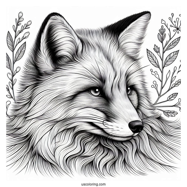 Male Fox Coloring Page With Detailed Fur
